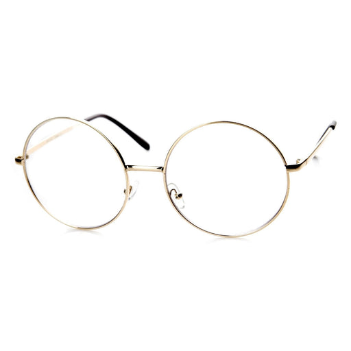 zeroUV 1920's Vintage Era Large Round Metal Clear Lens Glasses 8714 Glasses