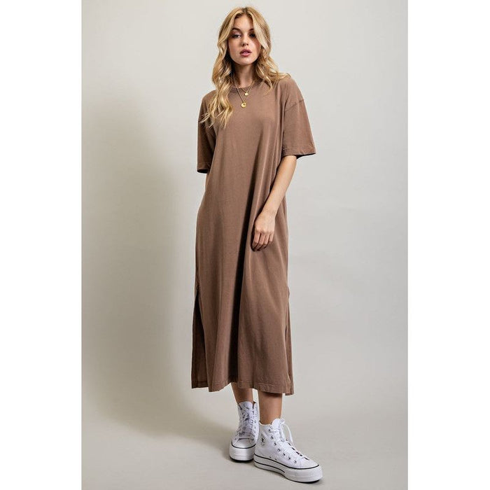 VENTED HEAVY COTTON WASHED DRESS