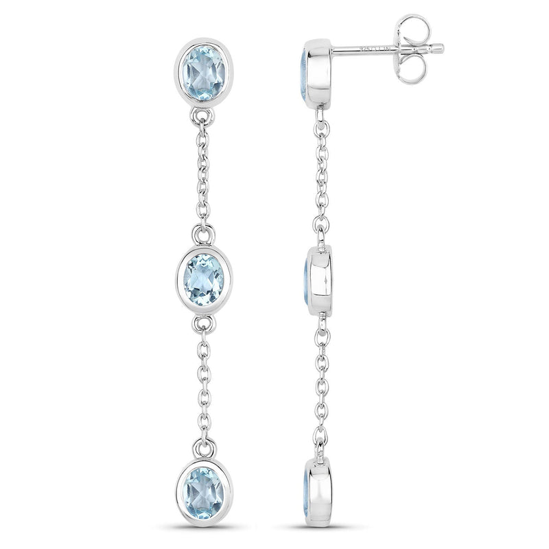 Bids.com 2.16 Carat Genuine Blue Topaz .925 Sterling Silver Earrings Earrings
