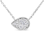 Bids.com 14K White Gold 1/4 Cttw Round Diamond Composite Teardrop Shape 18" Pendant Necklace - (G-H Color, SI2-I1 Clarity) Necklaces