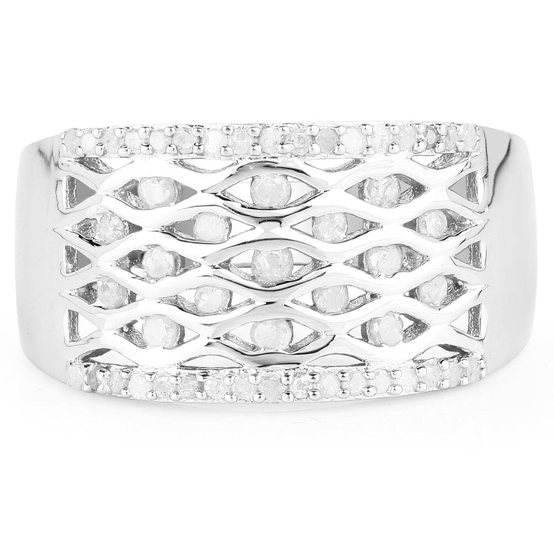 Bids.com 0.41 Carat Genuine White Diamond .925 Sterling Silver Ring Rings