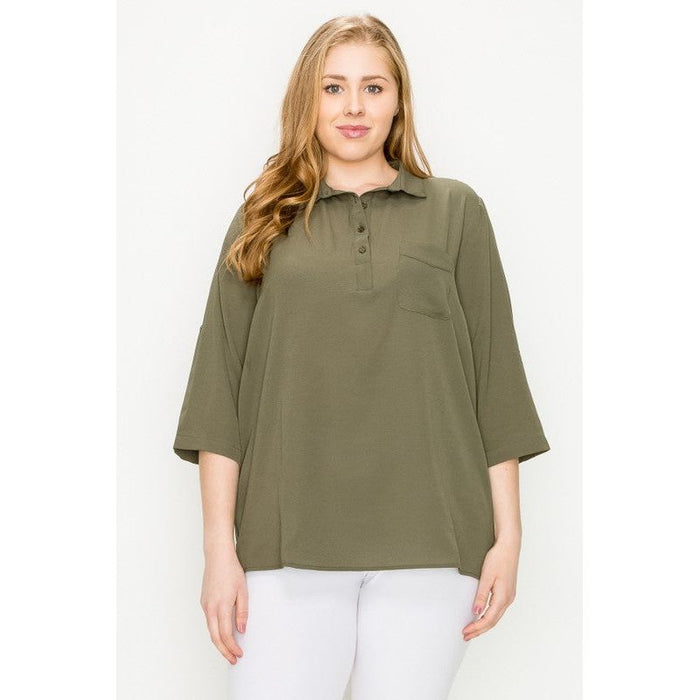 Plus Size Koshibo Roll Up Sleeve Top