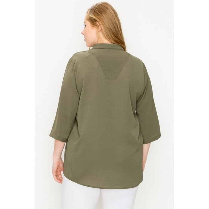 Plus Size Koshibo Roll Up Sleeve Top