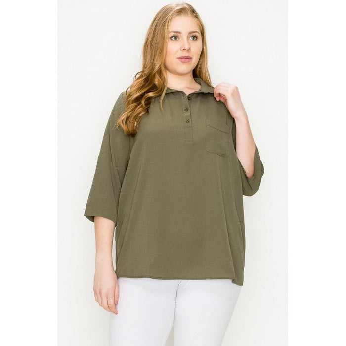 Plus Size Koshibo Roll Up Sleeve Top