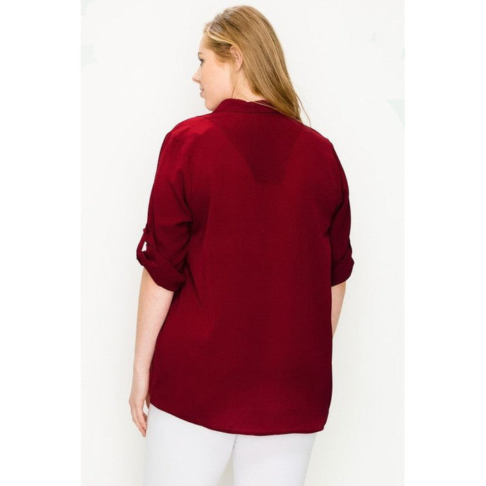 Plus Size Koshibo Roll Up Sleeve Top