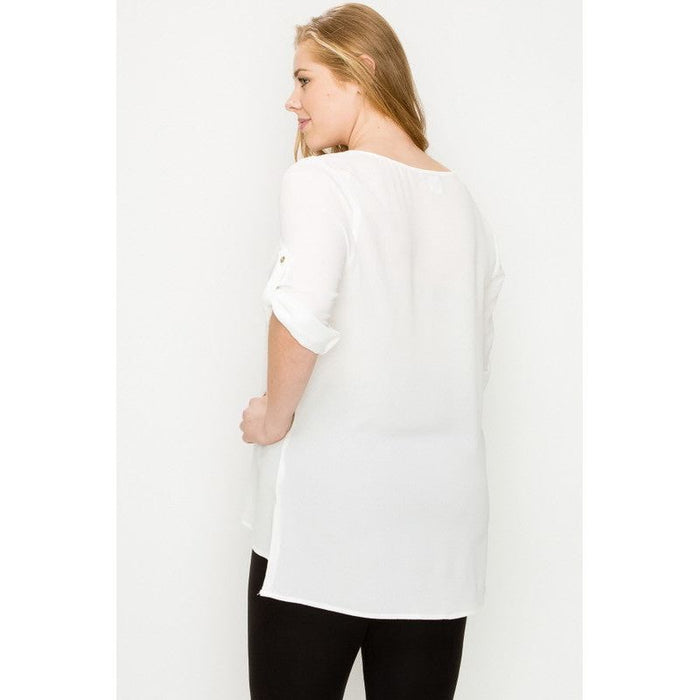 Plus Size Koshibo Roll Up Sleeve Top