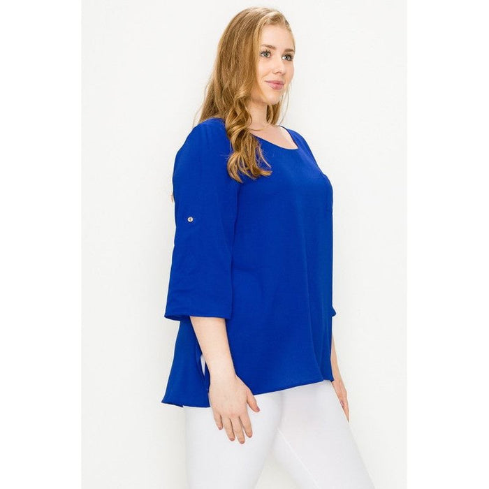 Plus Size Koshibo Roll Up Sleeve Top