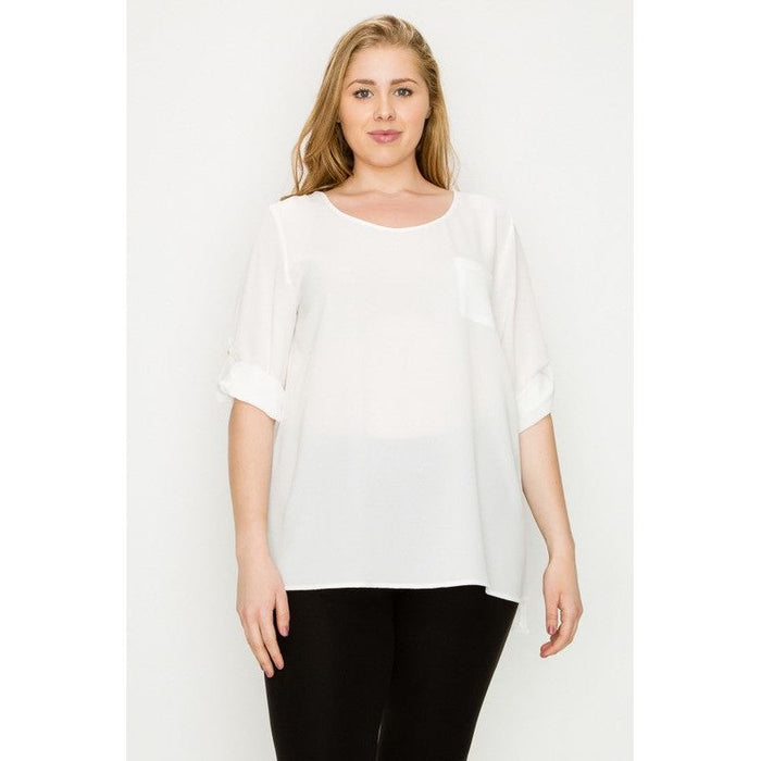 Plus Size Koshibo Roll Up Sleeve Top