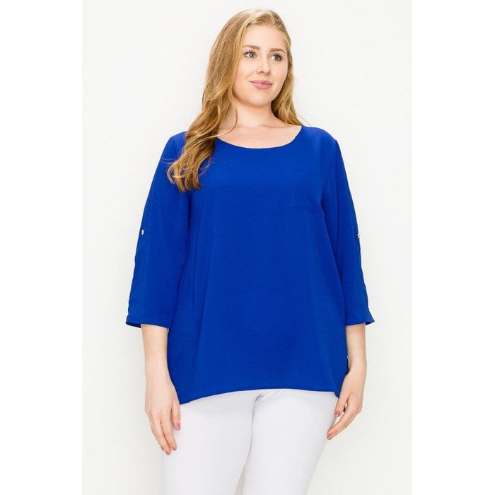 Plus Size Koshibo Roll Up Sleeve Top