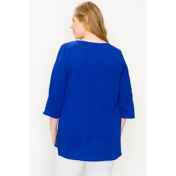 Plus Size Koshibo Roll Up Sleeve Top