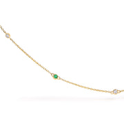 Bids.com 14K Yellow Gold Bezel Set Alternating Green Emerald and Diamond Station Necklace - 18" Inches Necklaces