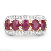 Bids.com 1.74 Carat Genuine Ruby and White Diamond .925 Sterling Silver Ring Rings