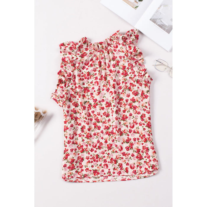 Floral Ruffle Sleeveless Top