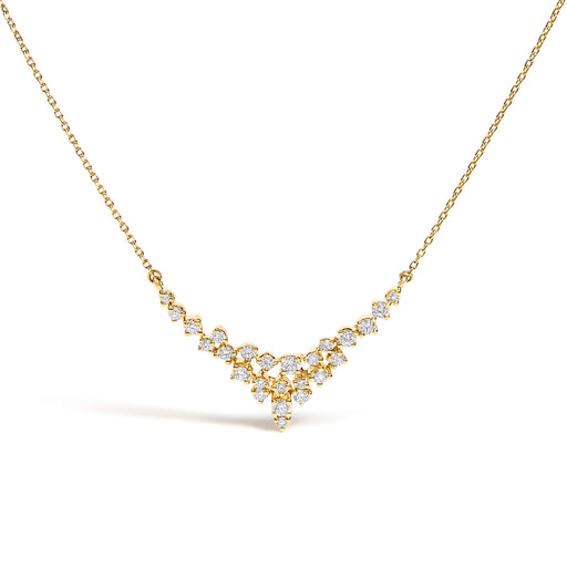 Bids.com 14K Yellow Gold 1/2 Cttw Diamond Scattered "V" Necklace (I-J Color, SI2-I1 Clarity) - 18" Inches Necklaces
