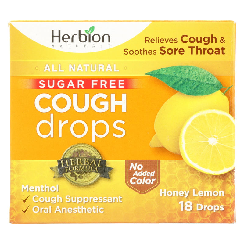Herbion Naturals Herbion Naturals Cough Drops, Sugar Free, Honey Lemon, 18 Drops Respiratory Care