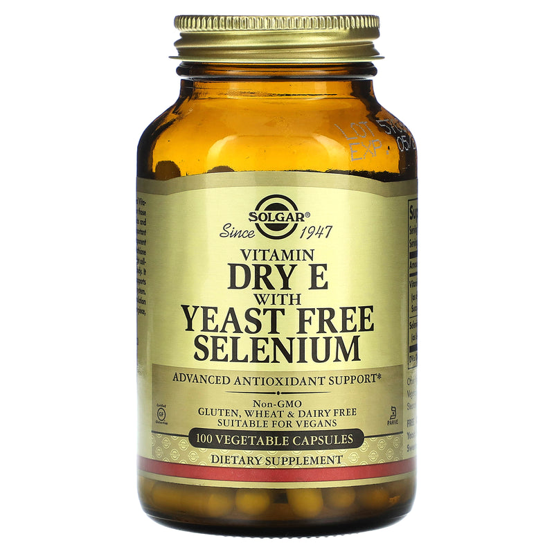 Solgar Solgar Vitamin Dry E With Yeast Free Selenium, 100 Vegetable Capsules Vitamins & Supplements