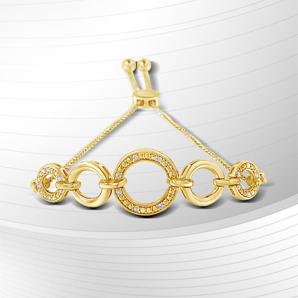 Bids.com 10K Yellow Gold over .925 Sterling Silver Diamond Accented Graduated Infinity Open Circle 6â€-9â€ Adjustable Bolo Bracelet Bracelets
