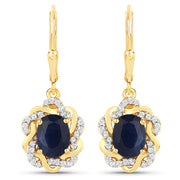 Bids.com 3.46 Carat Genuine Blue Sapphire and White Topaz .925 Sterling Silver Earrings Earrings