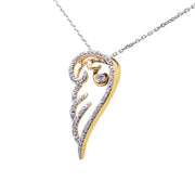 Bids.com 10K Yellow Gold over .925 Sterling Silver 1/4 Cttw Diamond Angel Wing 18" Pendant Necklace (H-I Color, I1-I2 Clarity) Necklaces