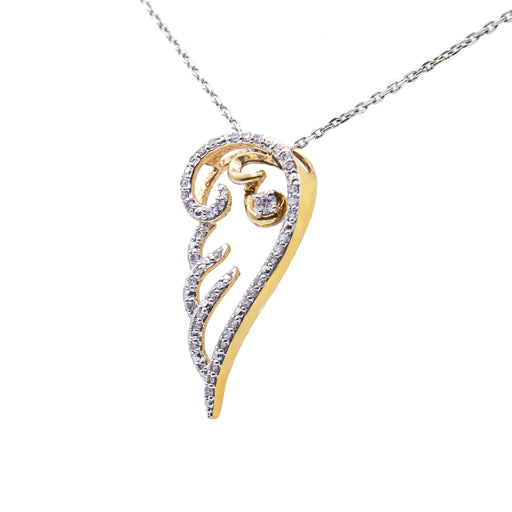 Bids.com 10K Yellow Gold over .925 Sterling Silver 1/4 Cttw Diamond Angel Wing 18" Pendant Necklace (H-I Color, I1-I2 Clarity) Necklaces