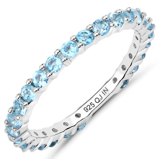 Bids.com 0.94 Carat Genuine Swiss Blue Topaz .925 Sterling Silver Ring Rings