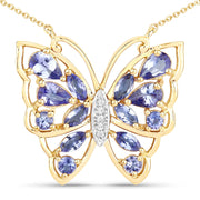 Bids.com 2.76 Carat Genuine Tanzanite and White Zircon .925 Sterling Silver Necklace Necklaces