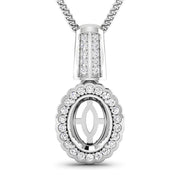 Bids.com 0.22 Carat Genuine White Diamond 14K White Gold Semi Mount Pendant - holds 9x7mm Oval Gemstone Pendants