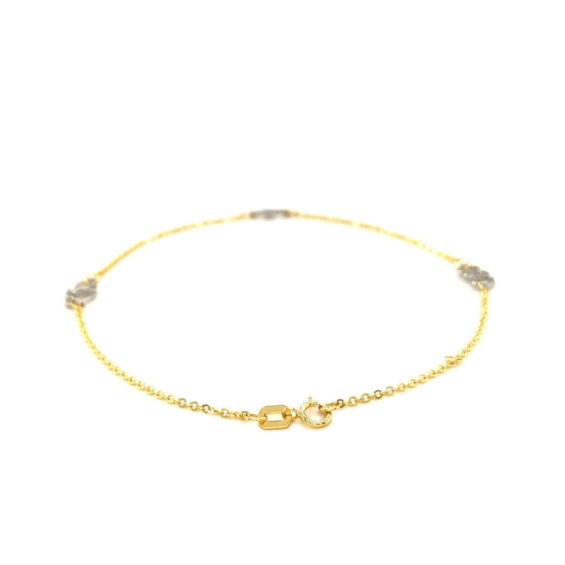 Bids.com 14k Two Tone Gold Entwined Heart Stationed Anklet Accessories