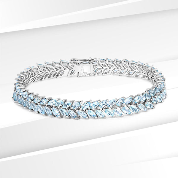 Bids.com 15.04 Carat Genuine Blue Topaz .925 Sterling Silver Bracelet Bracelets