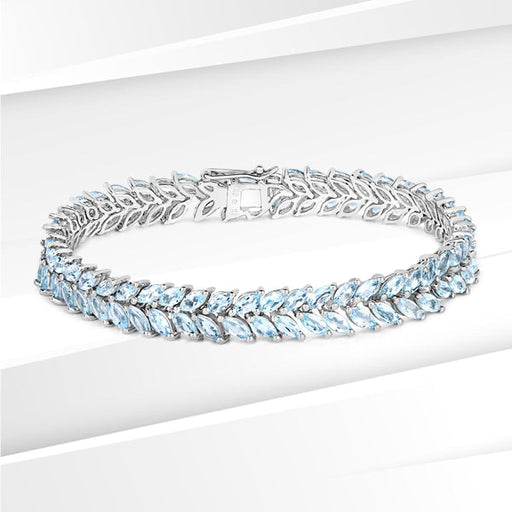 Bids.com 15.04 Carat Genuine Blue Topaz .925 Sterling Silver Bracelet Bracelets