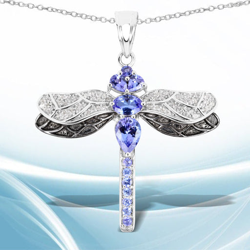 Bids.com 1.93 Carat Genuine Tanzanite and White Topaz .925 Sterling Silver Pendant Pendants