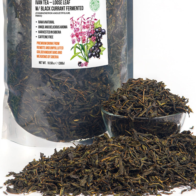 SiberianGreen.com Siberian Green Fermented Ivan Tea with Black Currant Leaves – 300g Tea & Infusions