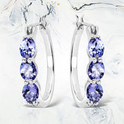 Bids.com 1.99 Carat Genuine Tanzanite and White Diamond .925 Sterling Silver Earrings Earrings