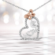 Bids.com Two Tone .925 Sterling Silver 1/5 cttw Diamond "Mom" and Heart Pendant Necklace (H-I, I1-I2) Necklaces