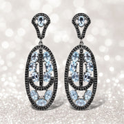 Bids.com 13.80 Carat Genuine Blue Topaz and Black Spinel .925 Sterling Silver Earrings Earrings