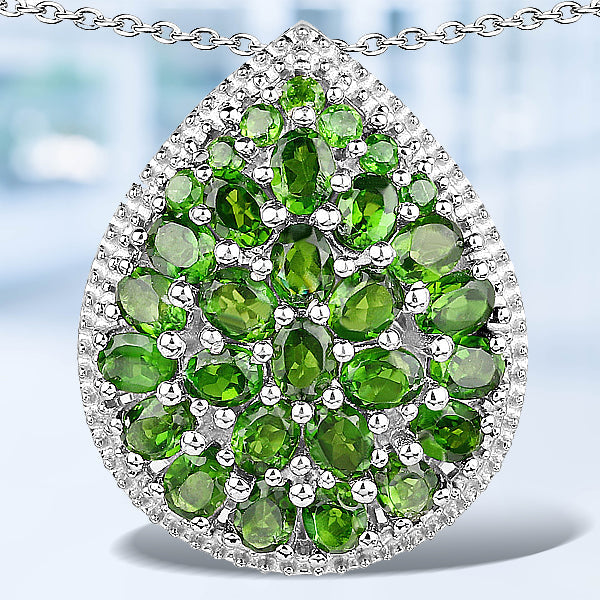 Bids.com 4.65 Carat Genuine Chrome Diopside .925 Sterling Silver Pendant Pendants