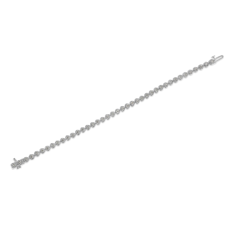 Bids.com .925 Sterling Silver 1.0 Cttw Miracle Set Diamond Heart-Link 7" Tennis Bracelet (I-J Color, I2-I3 Clarity) Bracelets