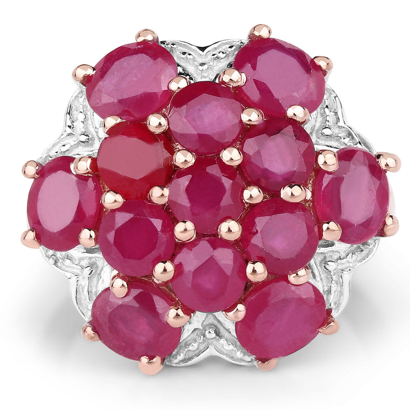 Bids.com 14K Rose Gold Plated 4.52 Carat Genuine Glass Filled Ruby .925 Sterling Silver Ring Rings