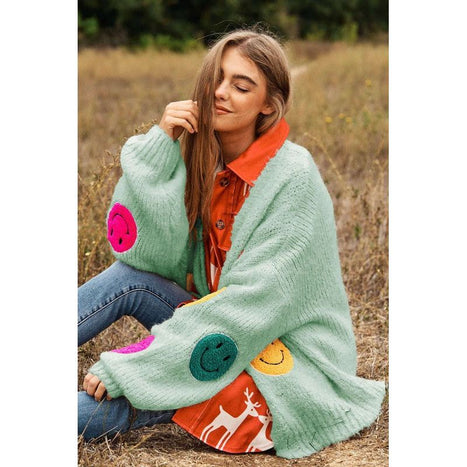 The Fuzzy Smile Long Bell Sleeve Knit Cardigan