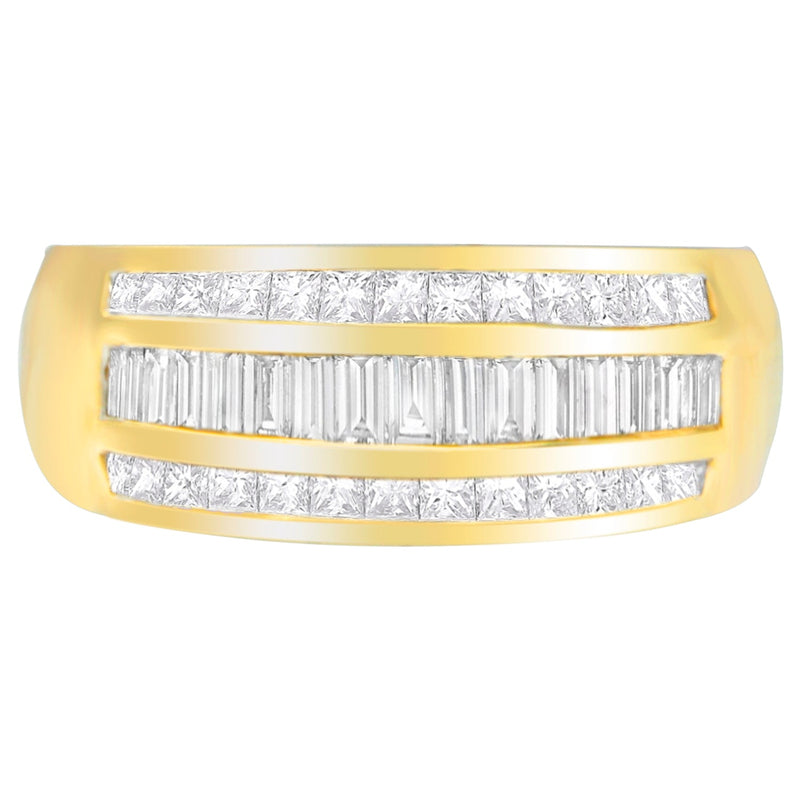 Bids.com 14K Yellow Gold 1ct. TDW Princess and Baguette-Cut Diamond Ring(H-I, SI1-SI2) Rings