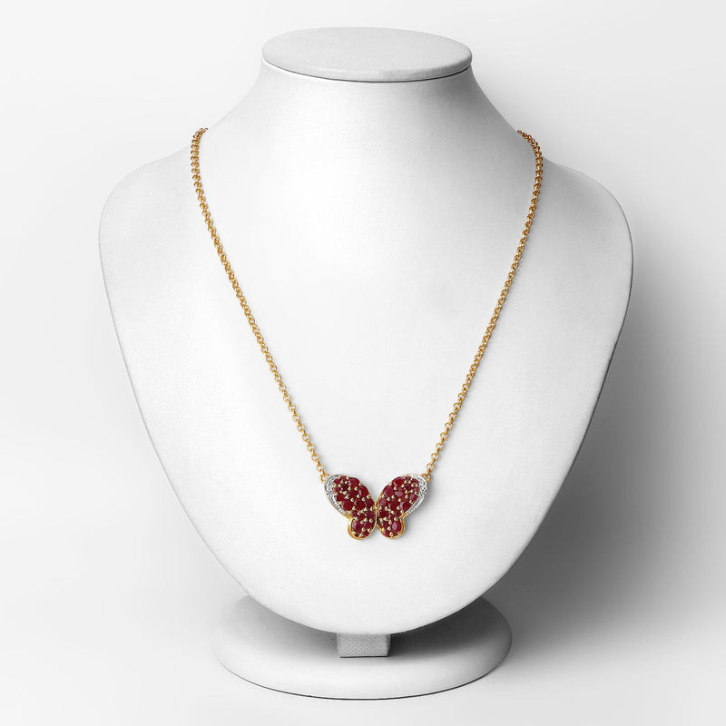 Bids.com 4.15 Carat Genuine Ruby and White Zircon .925 Sterling Silver Pendant Pendants
