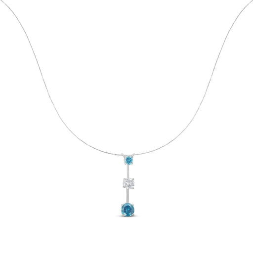 Bids.com 14K White Gold 1 1/2 cttw White and Treated Blue Diamond Pendant Necklace (H-I, I1-I2) Necklaces