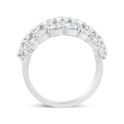 Bids.com 10K White Gold 2 1/2 Cttw Round Natural Diamond 3 Row Band Ring (I-J Color, I1-I2 Clarity) - Ring Size 7 Rings