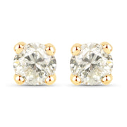 Bids.com 1.01 Carat Genuine LB Diamond 14K Yellow Gold Earrings Earrings