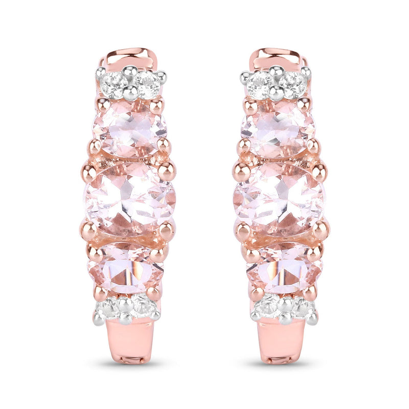 Bids.com 1.32 Carat Genuine Morganite and White Topaz .925 Sterling Silver Earrings Earrings