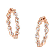 Bids.com 10K Rose Gold Diamond Hoop Earring (1 cttw, H-I Color, I1-I2 Clarity) Earrings