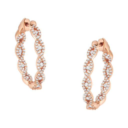 Bids.com 10K Rose Gold Diamond Hoop Earring (1 cttw, H-I Color, I1-I2 Clarity) Earrings