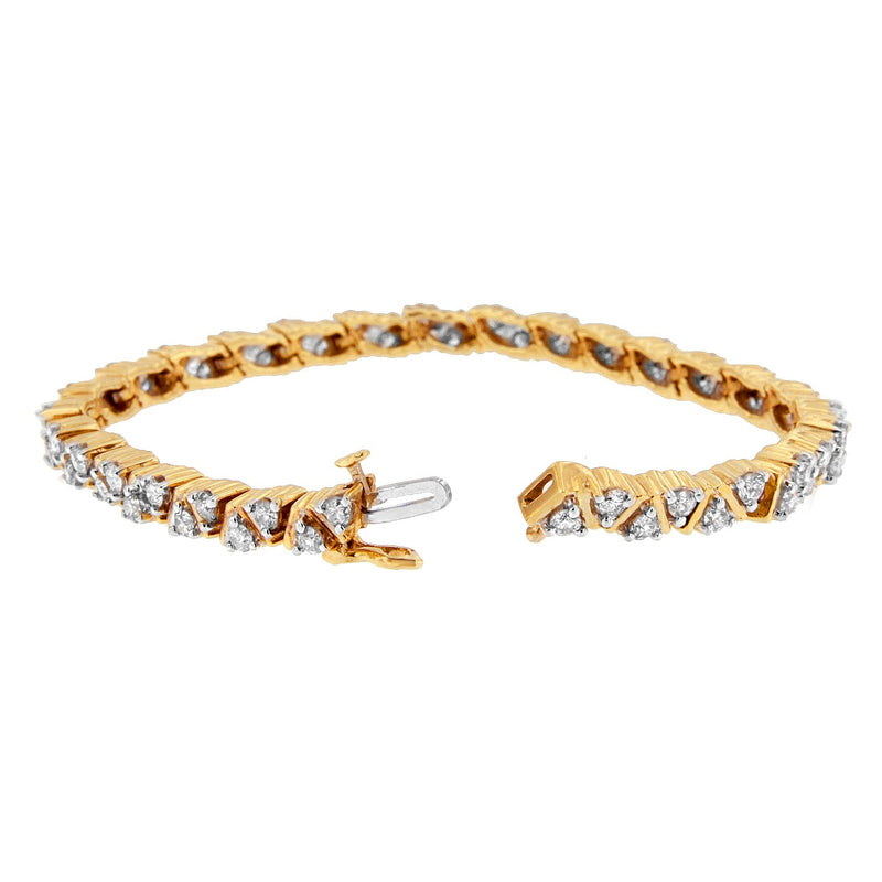 Bids.com 14K Yellow Gold Round-Cut Diamond Bracelet (4.00 cttw, H-I Color, I1-I2 Clarity) Bracelets