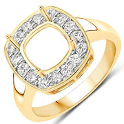 Bids.com 0.48 Carat Genuine White Diamond 14K Yellow Gold Semi Mount Ring - holds 8x8mm Cushion Gemstone Rings