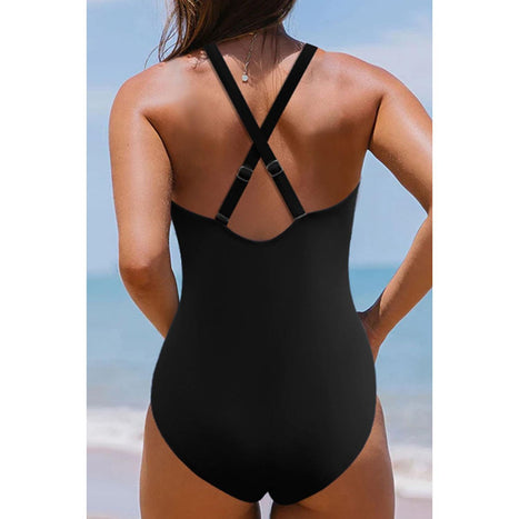 Twisted Crisscross V-Neck One-Piece Swimwear